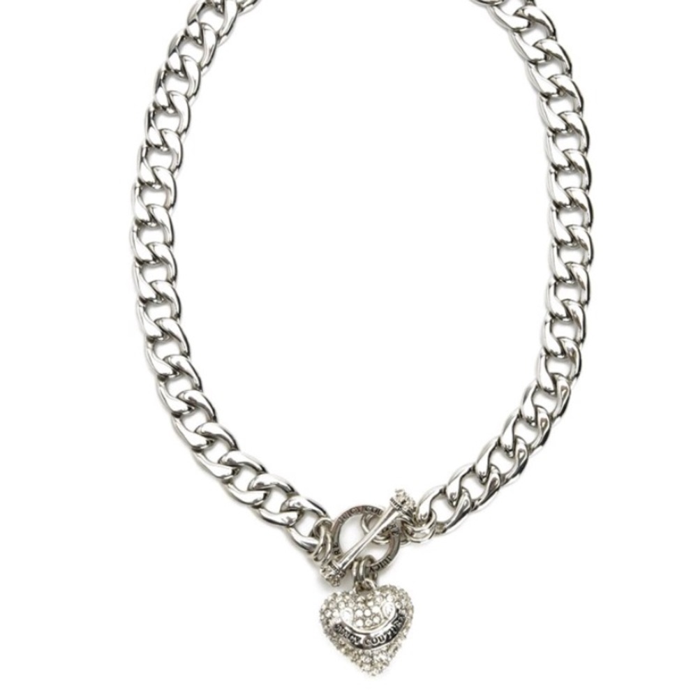 Juicy Couture Pave Banner Heart Necklace